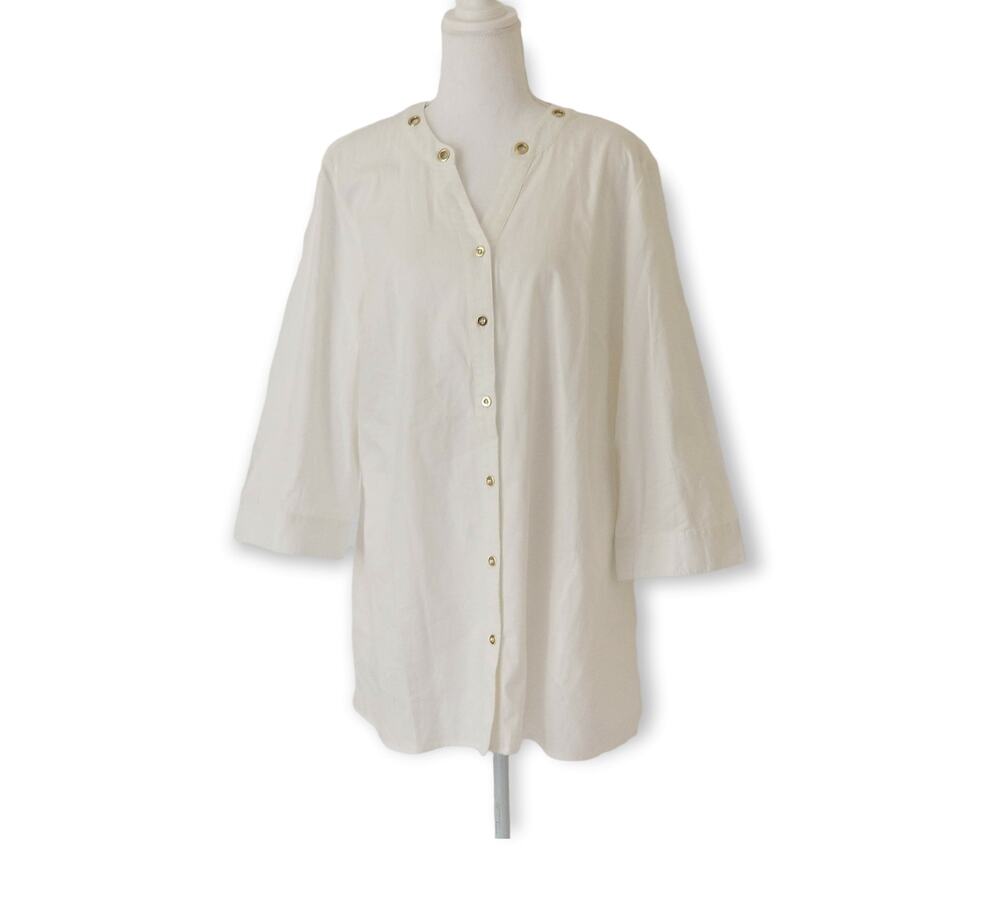 D & Co. denim + Company White blouse V-neck - Size L